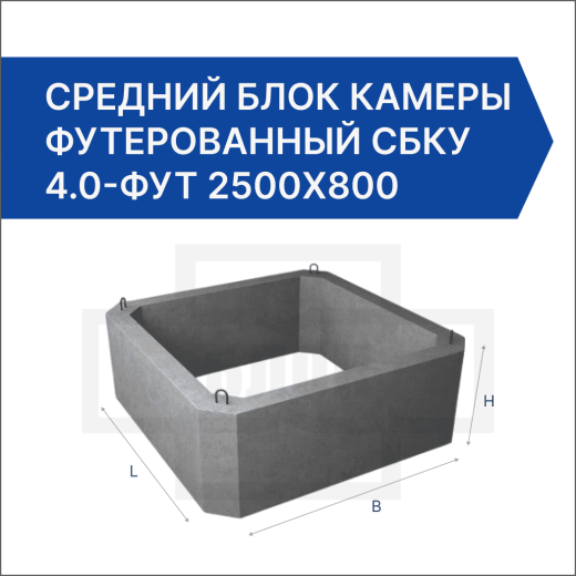 Средний блок камеры футерованный СБКУ 4.0-фут 2500х800 Средний блок камеры футерованный СБКУ 4.0-фут 2500х800